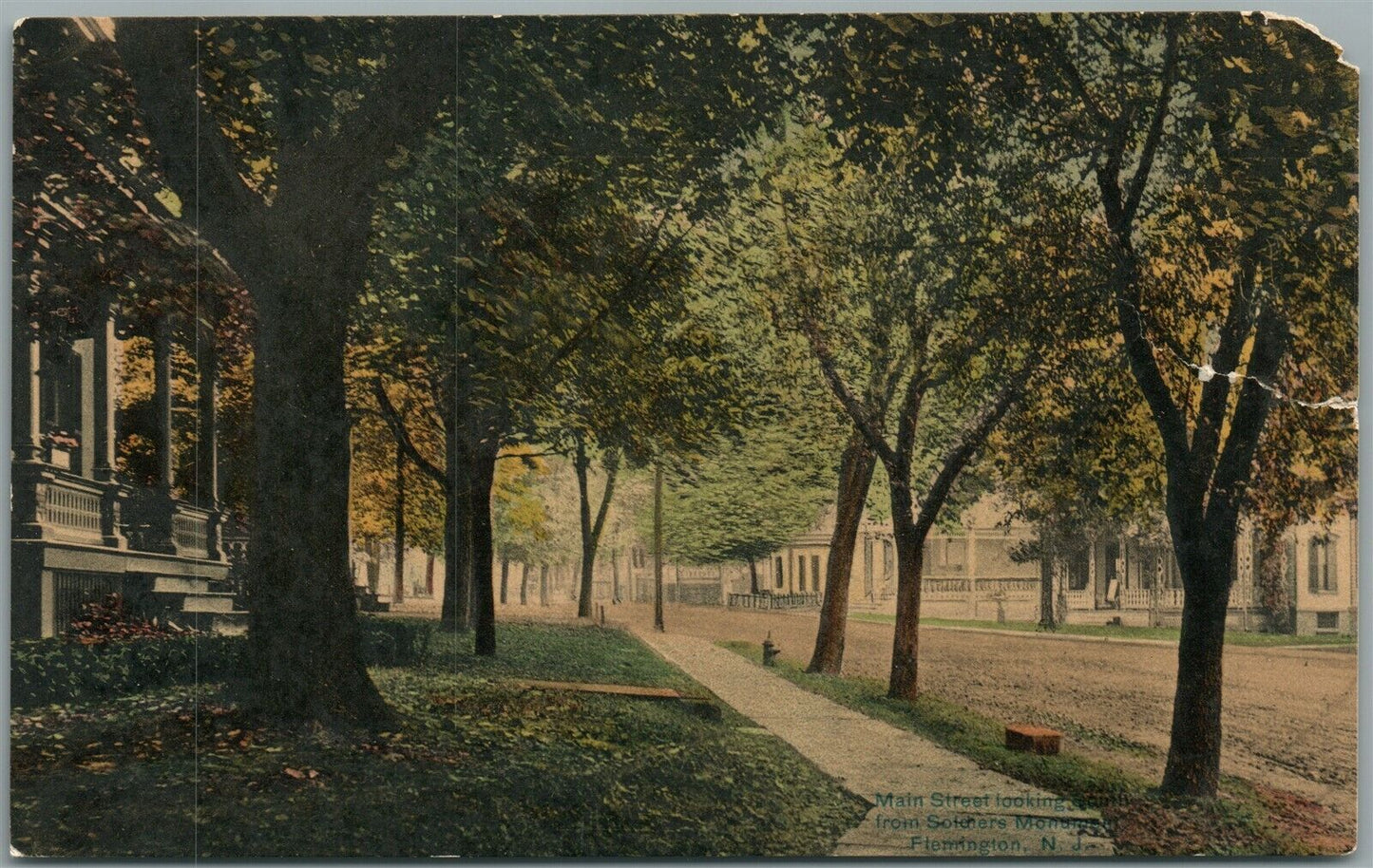 FLEMINGTON NJ MAIN STREET 1910 ANTIQUE POSTCARD