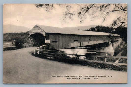 CORNISH NH & WINDSOR VT COVERED BRIDGE VINTAGE POSTCARD