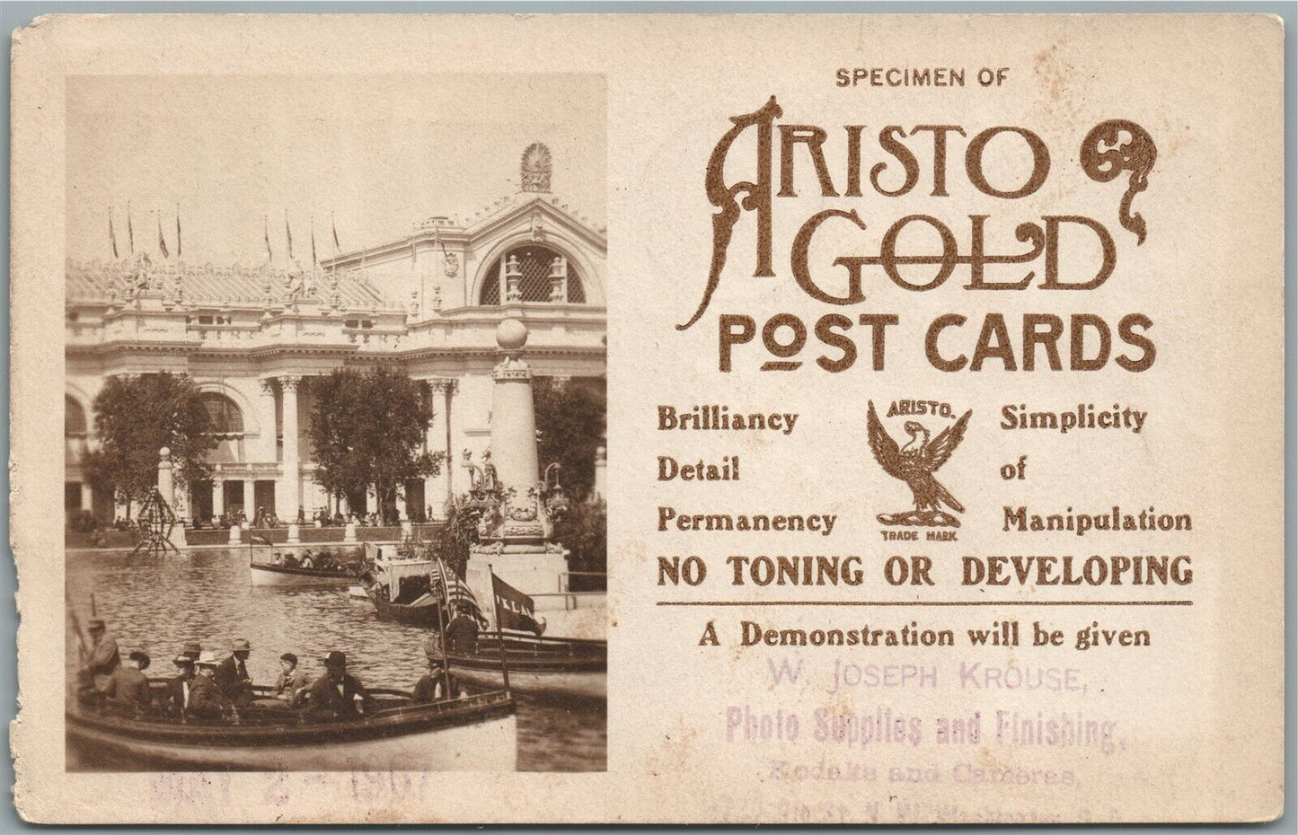 ARISTO GOLD POST CARDS SPECIMEN ADVERTISING ANTIQUE POSTCARD