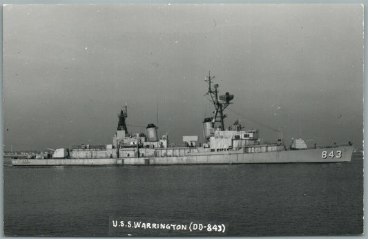 MILITARY SHIP US.S. WARRINGTON VINTAGE REAL PHOTO POSTCARD RPPC