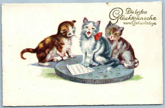 CATS SINGING VINTAGE POSTCARD