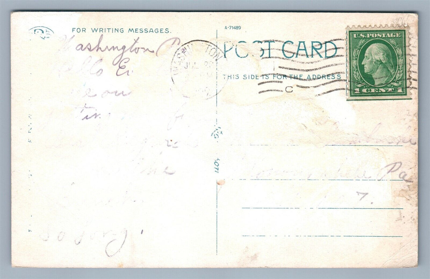 WASHINGTON PA NATIONAL BANK ANTIQUE POSTCARD