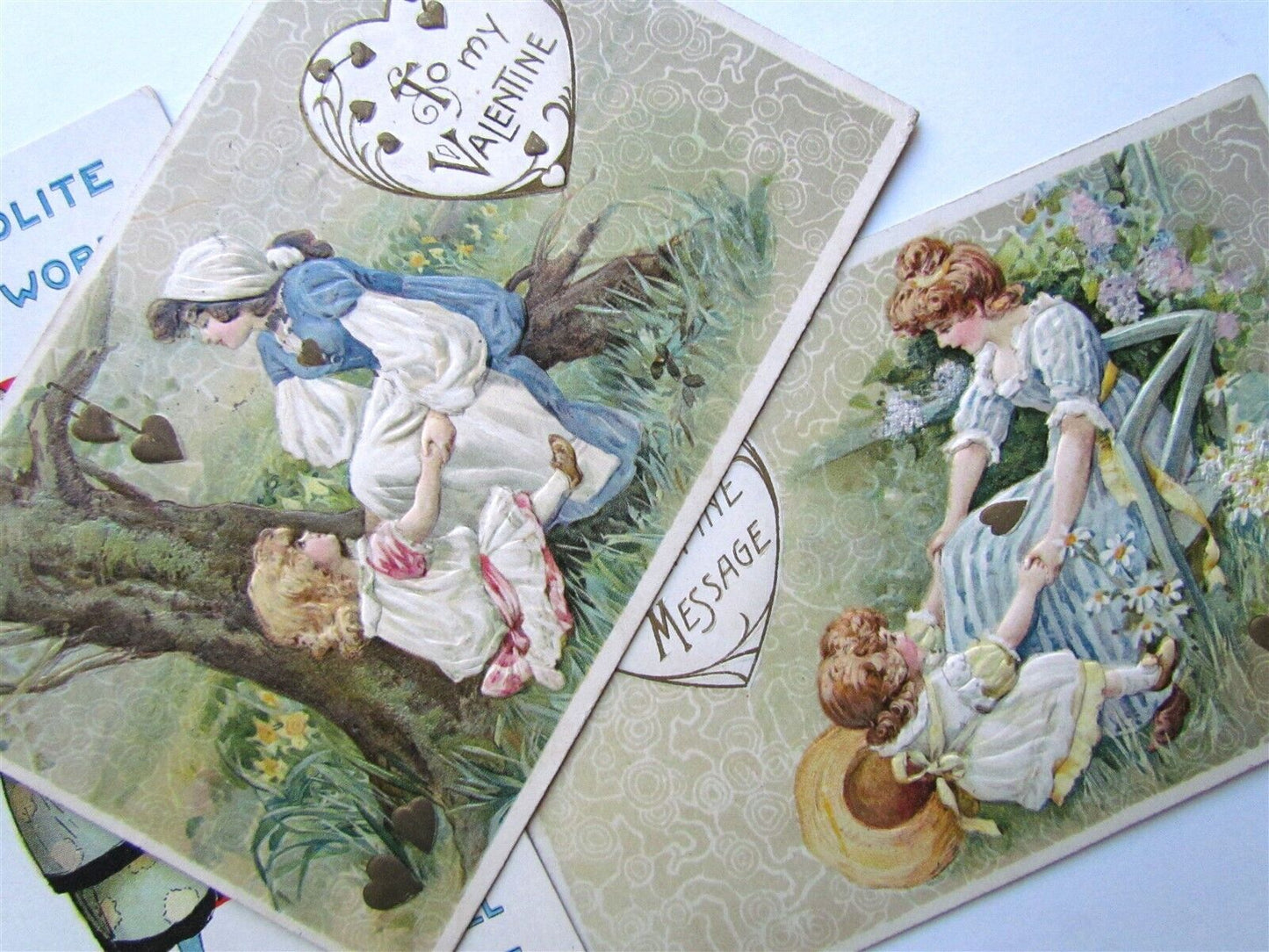 LOT of 10 VALENTINE MESSAGE ANTIQUE EMBOSSED POSTCARDS