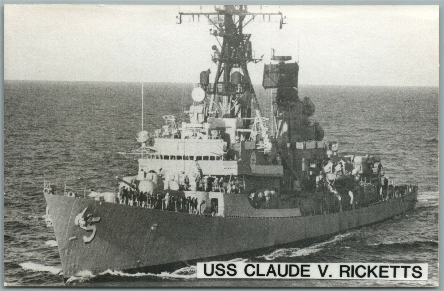 MILITARY SHIP USS CLAUDE V. RICKETTS VINTAGE REAL PHOTO POSTCARD RPPC