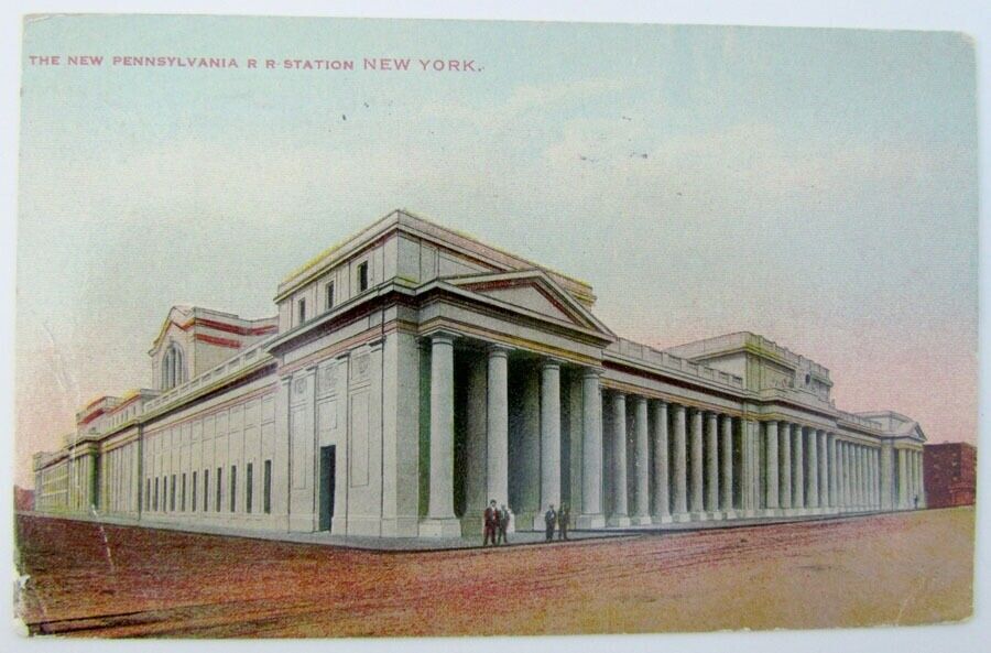 VINTAGE 1911 POSTCARD PENNSYLVANIA R.R. STATION NEW YORK train railroad railway