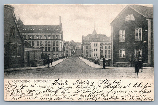 SWEDEN NORRKOPING BERGSBRON ANTIQUE POSTCARD w/ STAMP