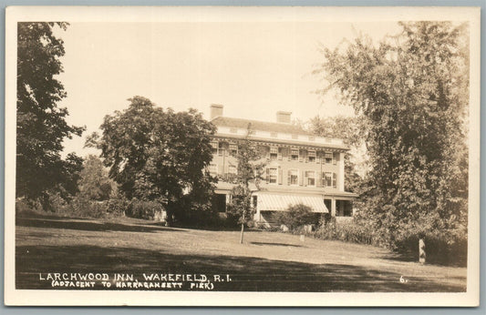 WAKEFIELD RI LARCHWOOD INN ANTIQUE REAL PHOTO POSTCARD RPPC