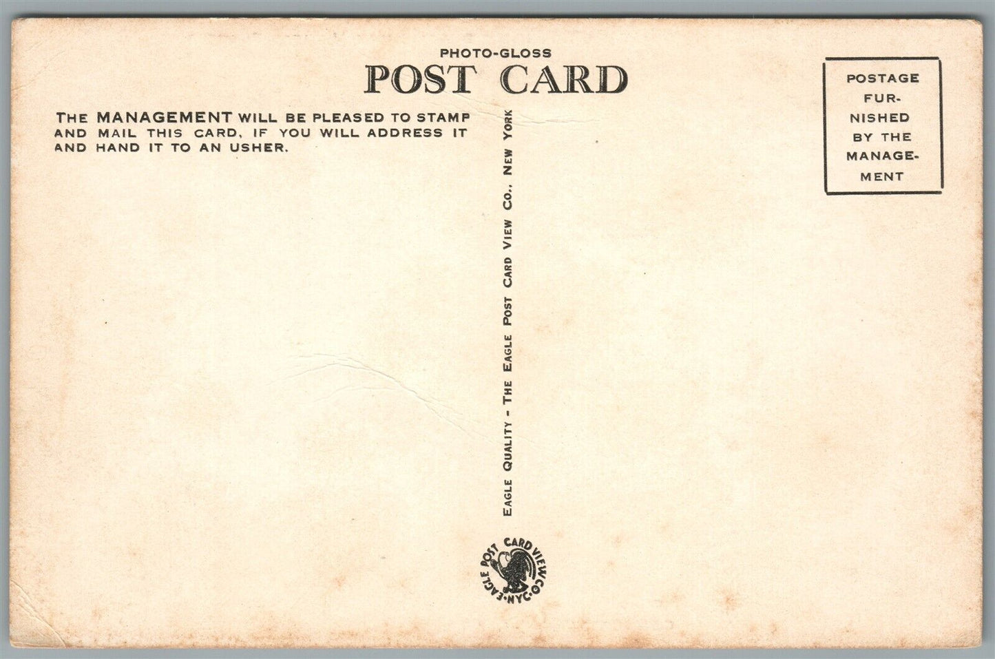 NEW YORK NY CENTER THEATRE ANTIQUE POSTCARD