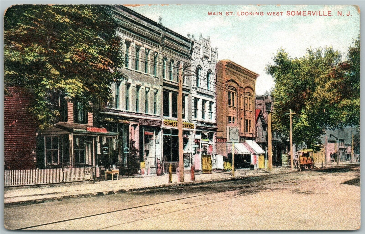 SOMERVILLE NJ MAIN STREET LOOKING WEST ANTIQUE POSTCARD
