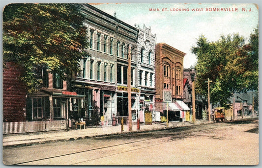 SOMERVILLE NJ MAIN STREET LOOKING WEST ANTIQUE POSTCARD