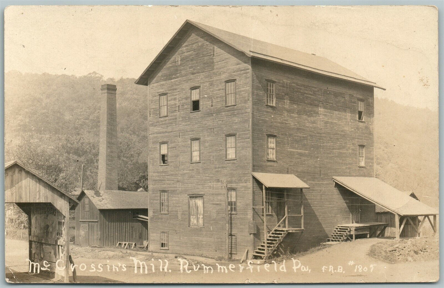 RUMMERFIELD PA McCROSSIN'S MILL ANTIQUE REAL PHOTO POSTCARD RPPC