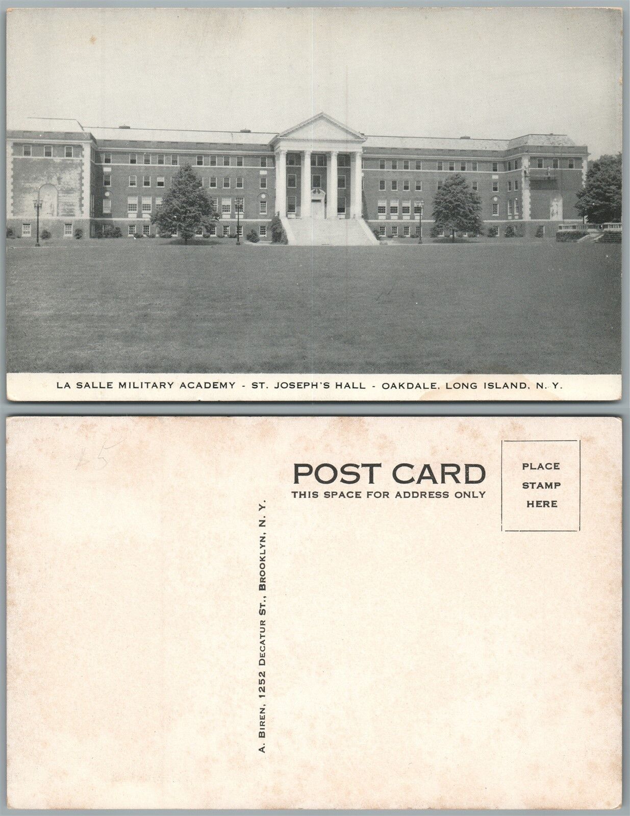 LONG ISLAND OAKDALE N.Y. LA SALLE MILITARY ACADEMY ANTIQUE POSTCARD