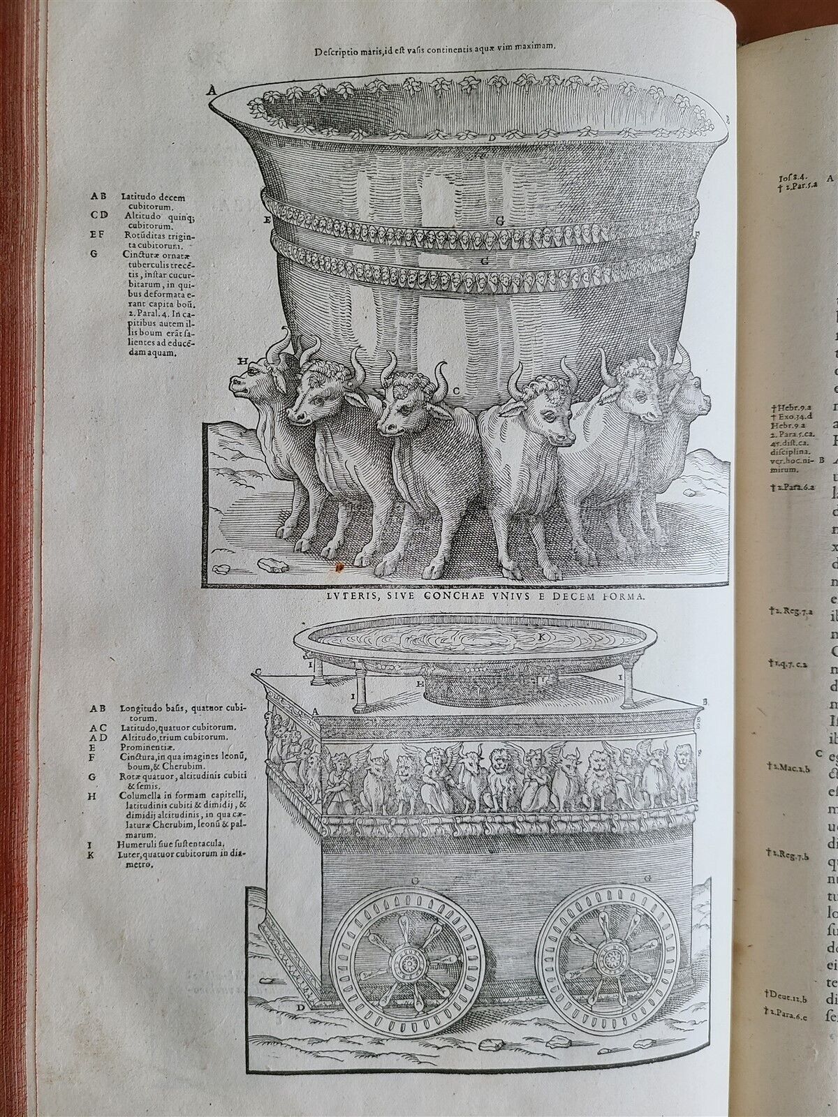 1573 BIBLE in LATIN ILLUSTRATED 3 LARGE FOLIO VOLUMES 16th century ANTIQUE