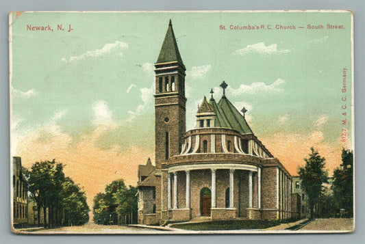 NEWARK NJ ST. COLUMBA'S R.C. CHURCH ANTIQUE POSTCARD