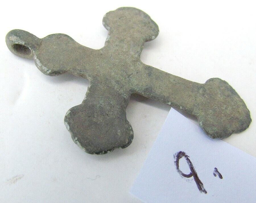 RUSSIAN 19th CENTURY ANTIQUE BRASS NECK CROSS icon