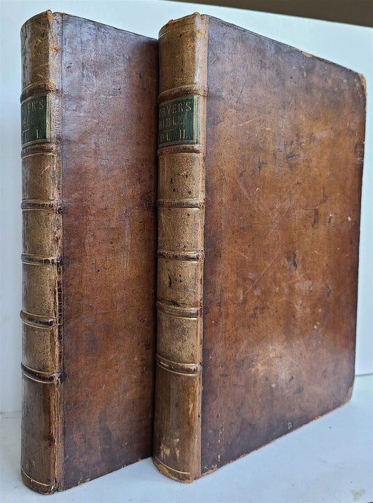 1764 BIBLE by ANTHONY PURVER QUAKER antique 2 FOLIO VOLUMES scarce