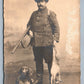 HUNTER w/ DOG & RIFLE ANTIQUE REAL PHOTO POSTCARD RPPC