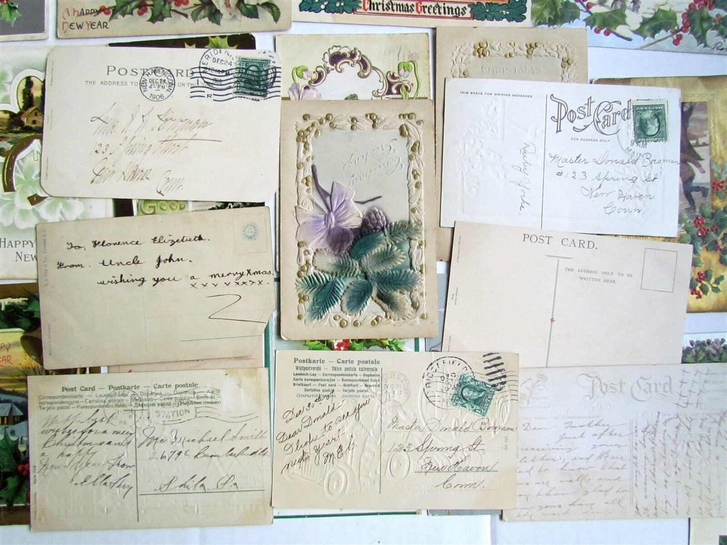 lot of 32 CHRISTMAS & NEW YEAR ANTIQUE POSTCARDS