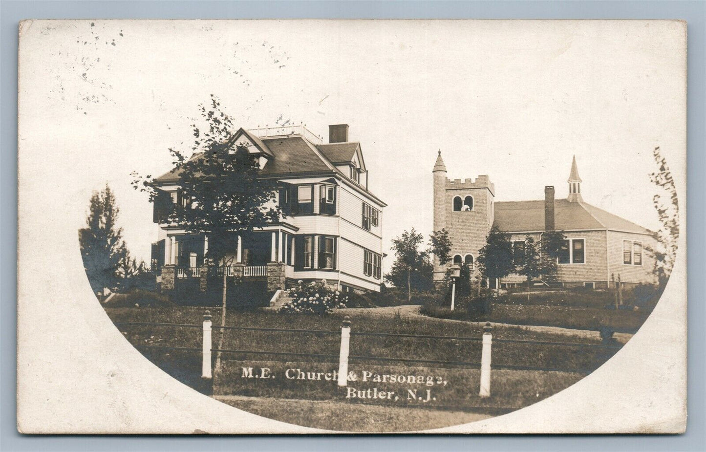 BUTLER NJ M.E. CHURCH ANTIQUE REAL PHOTO POSTCARD RPPC