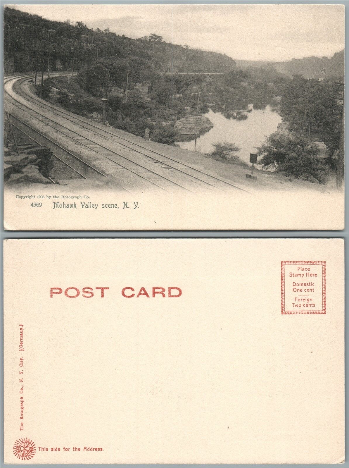 MOHAWK VALLEY RAILROAD SCENE N.Y. UNDIVIDED ANTIQUE POSTCARD railway