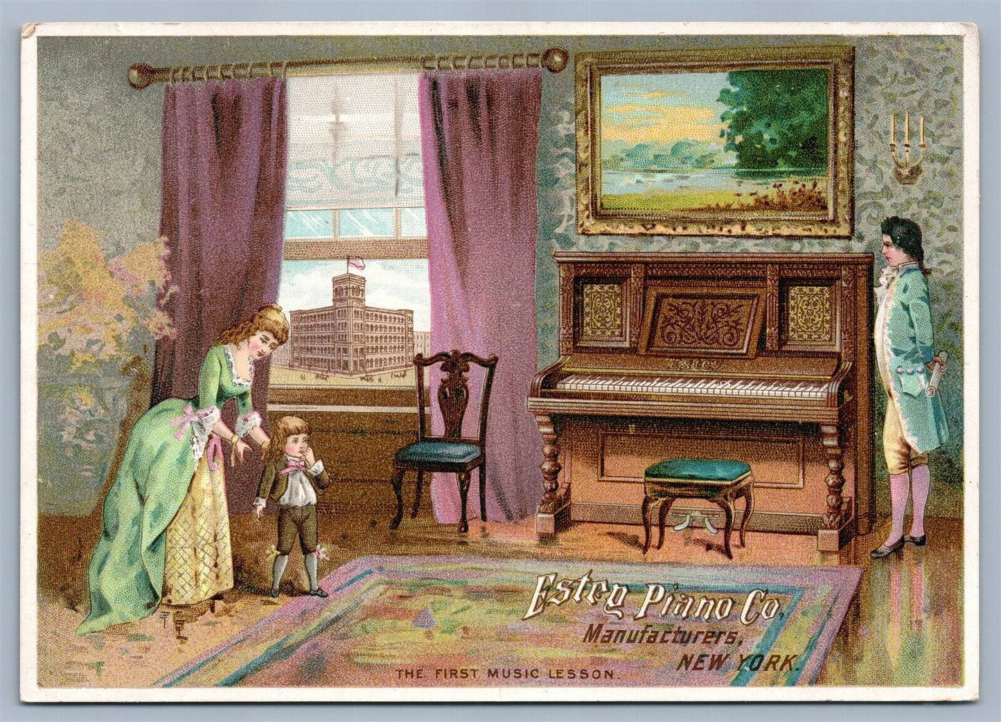 PHILADELPHIA PA ANTIQUE VICTORIAN TRADE CARD ESTER PIANO CO NY ADVERTISING