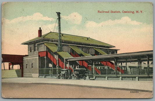 OSSINING NY RAILROAD STATION RAILWAY TRAIN DEPOT ANTIQUE POSTCARD