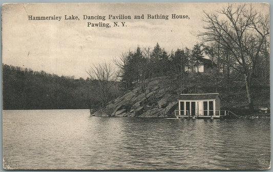 PAWLING NY HAMMERSLEY LAKE DANCING PAVILION BATHING HOUSE ANTIQUE POSTCARD