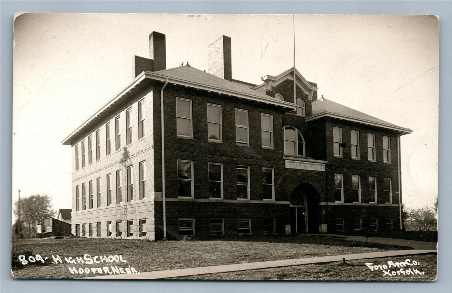 HOOPER NEB HIGH SCHOOL ANTIQUE REAL PHOTO POSTCARD RPPC