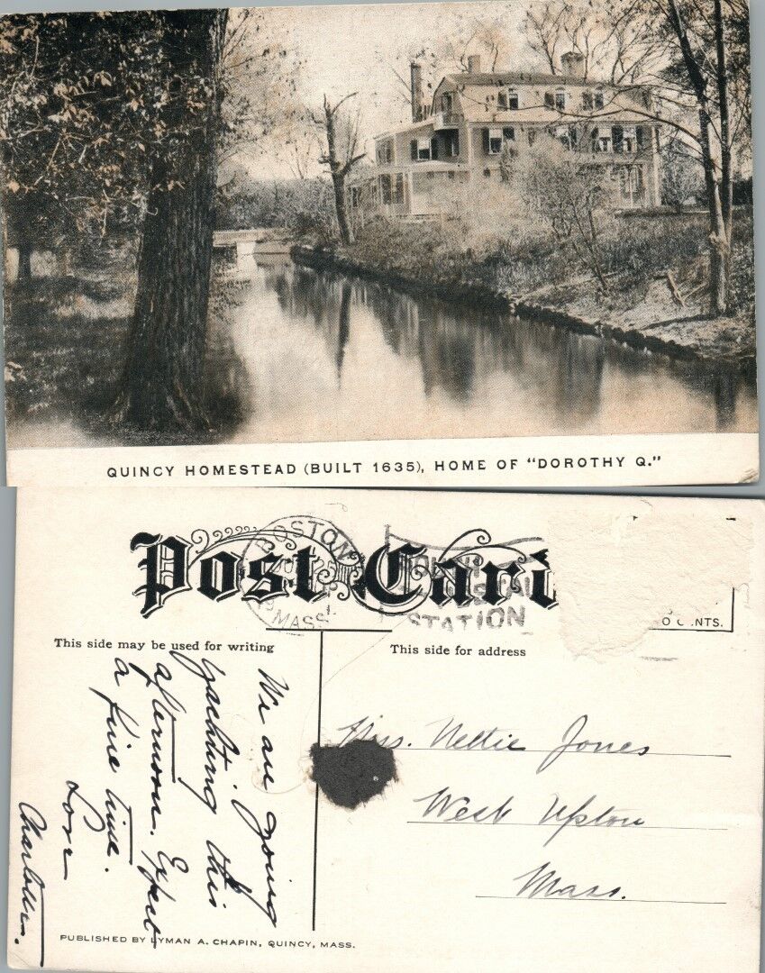 QUINCY HOMESTEAD BUILT 1635 HOME OF DOROTHY Q QUINCY MA ANTIQUE POSTCARD