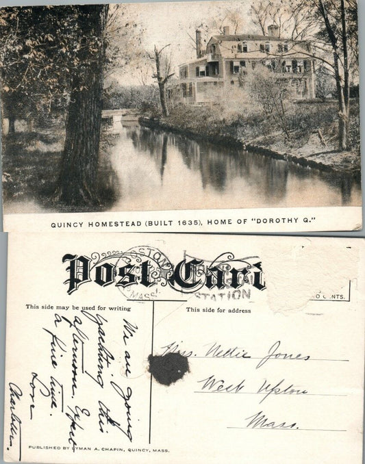 QUINCY HOMESTEAD BUILT 1635 HOME OF DOROTHY Q QUINCY MA ANTIQUE POSTCARD