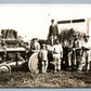 FARM SCENE TRACTOR w/ MINIATURE HAY CART ANTIQUE REAL PHOTO POSTCARD RPPC