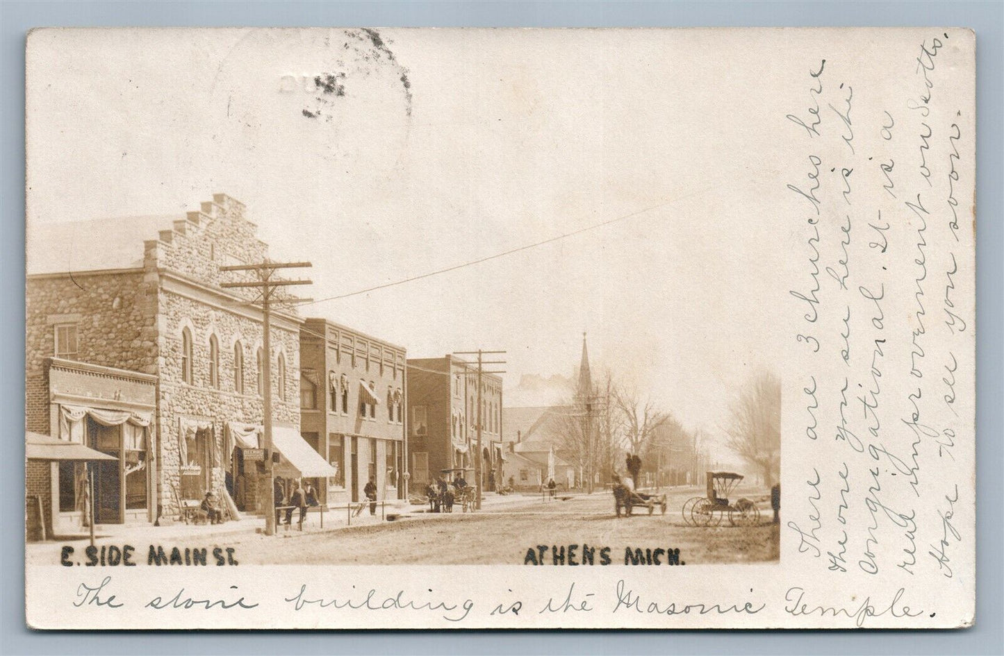 ATHENS MI MAIN STREET ANTIQUE REAL PHOTO POSTCARD RPPC