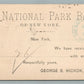 NATIONAL PARK BANK of NEW YORK 1890 ANTIQUE POSTCARD STATEMENT CARD
