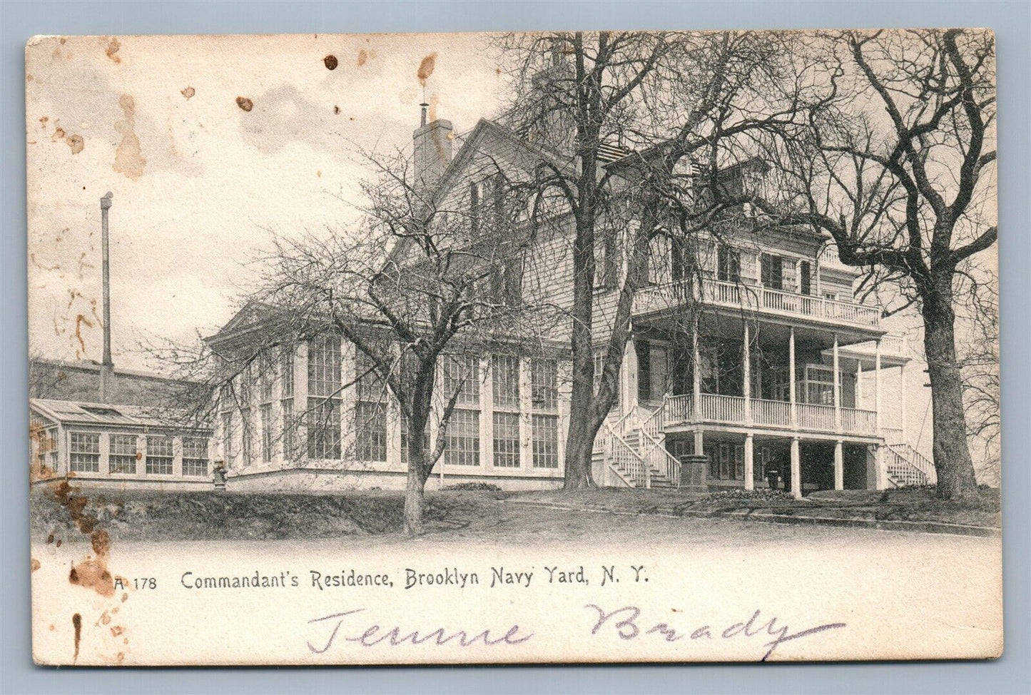 BROOKLYN NAVY YARD NY COMMANDANT'S RESIDENCE ANTIQUE POSTCARD