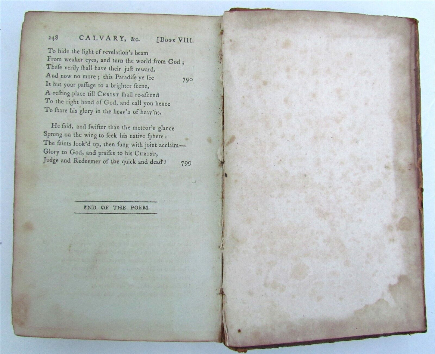 1796 CALVARY or DEATH OF CHRIST A POEM by RICHARD CUMBERLAND antique AMERICANA