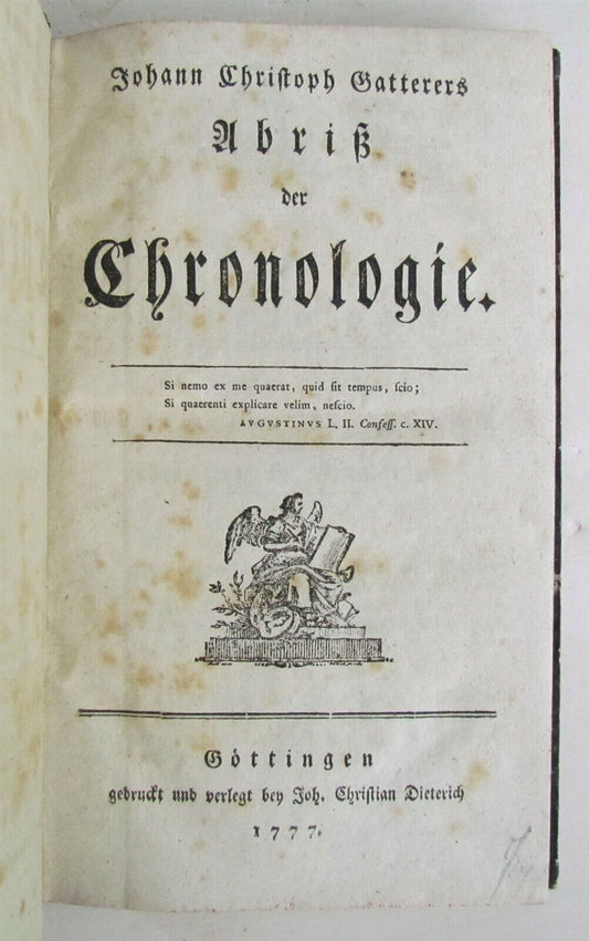 1777 Abriss Der Chronologie by Jo.Gatterers antique in GERMAN CHRONOLOGIE 1st ED