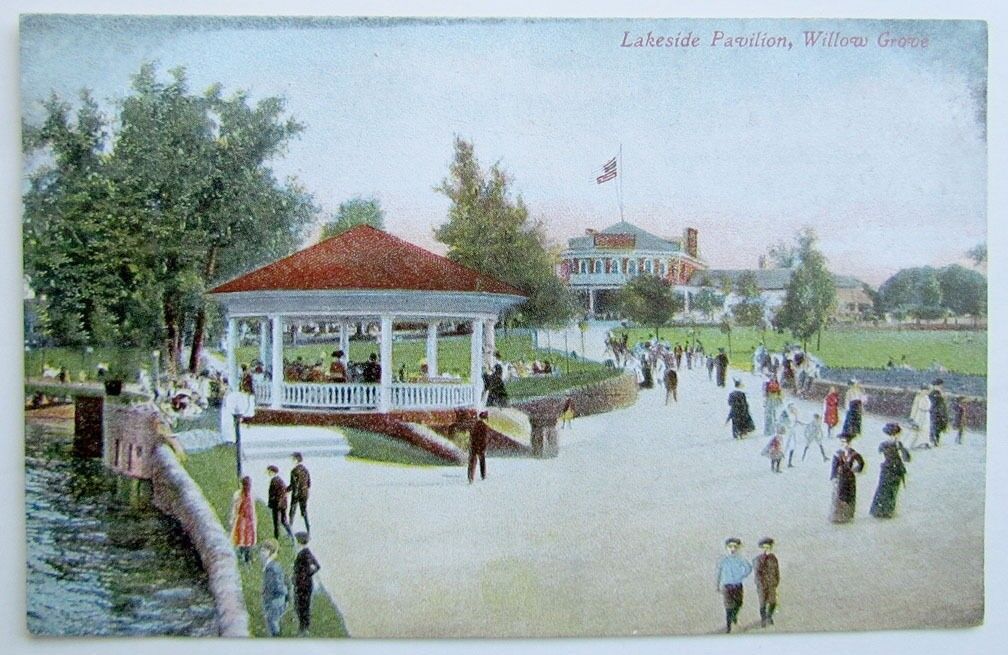 VINTAGE UNDIVIDED POSTCARD LAKESIDE PAVILION WILLOW GROVE PA PENNSYLVANIA