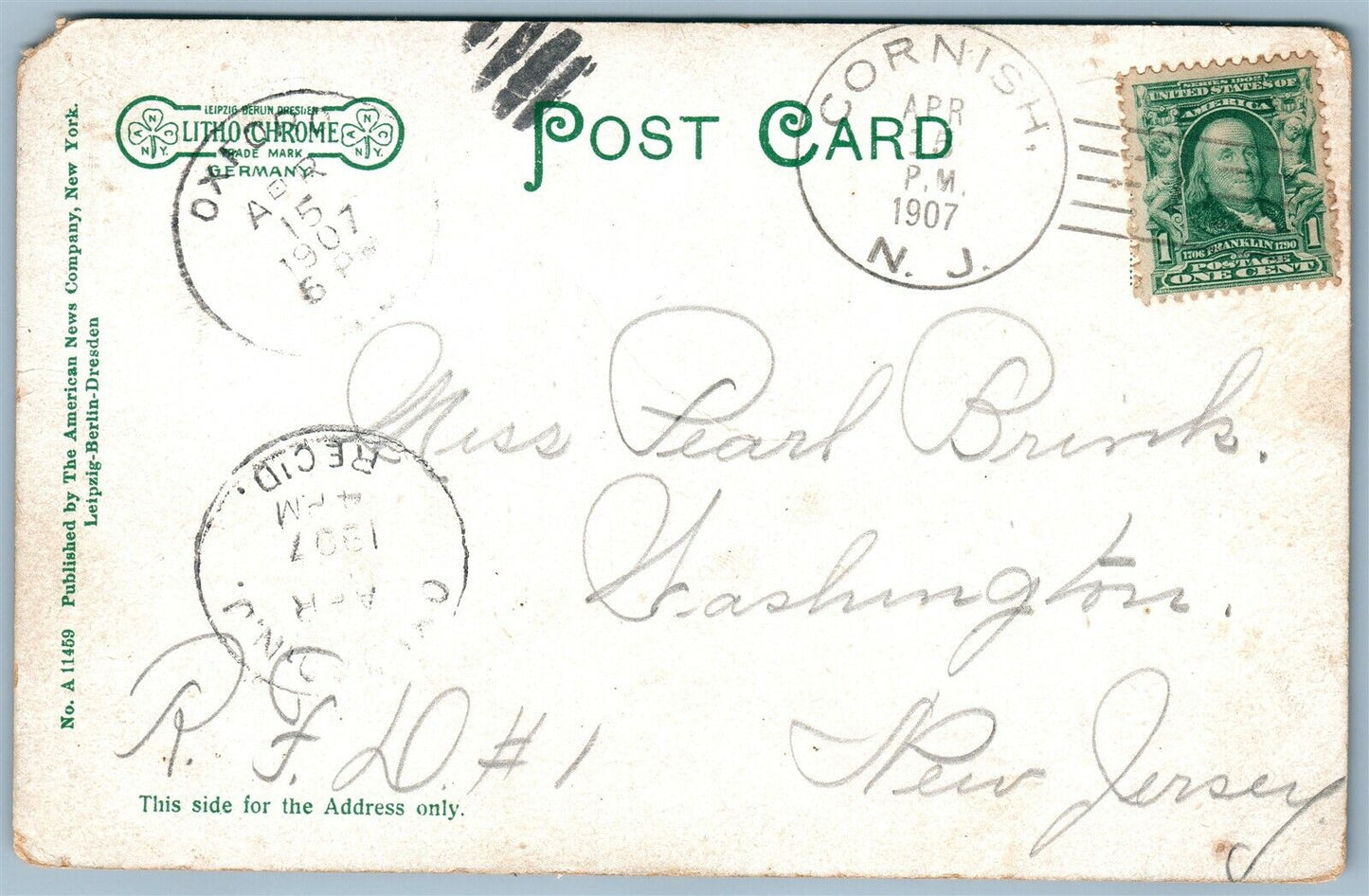 WASHINGTON NJ FIRST ME CHURCH ANTIQUE POSTCARD