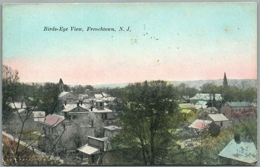 FRENCHTOWN NJ BIRDS EYE VIEW ANTIQUE POSTCARD