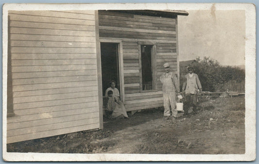 AMERICAN INDIAN FAMILY & CONSTRUCTION WORKERS ANTIQUE REAL PHOTO POSTCARD RPPC