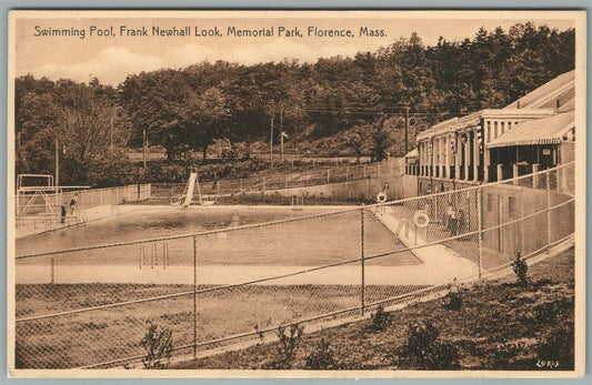 FLORENCE MA SWIMMING POOL MEMORIAL PARK ANTIQUE POSTCARD