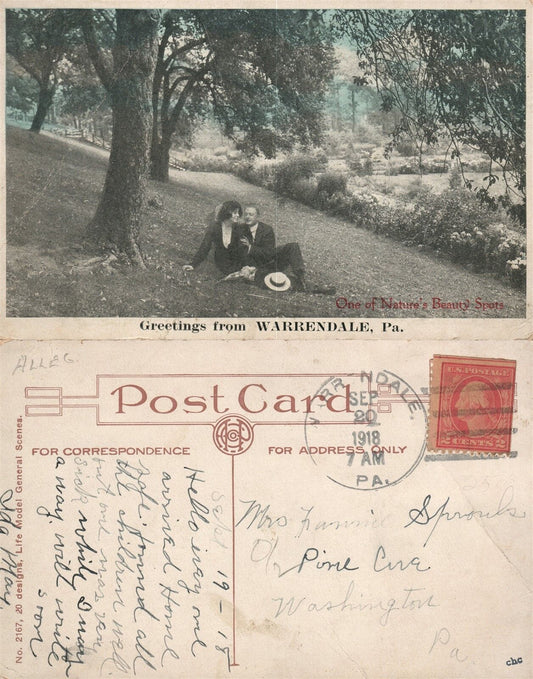 WARRENDALE PA 1918 ANTIQUE POSTCARD
