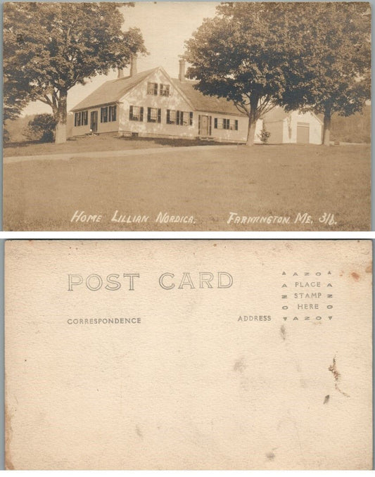 HOME LILLIAN NORDICA FARMINGTON ME ANTIQUE RPPC REAL PHOTO POSTCARD