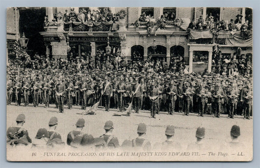 KING EDWARD VII of ENGLAND FUNERAL PROCESSION ANTIQUE BRITISH POSTCARD