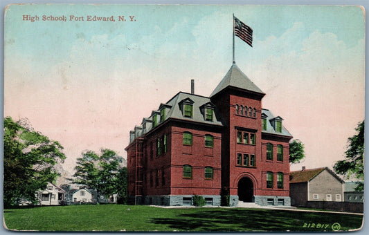 FORT EDWARD NY HIGH SCHOOL 1918 ANTIQUE POSTCARD