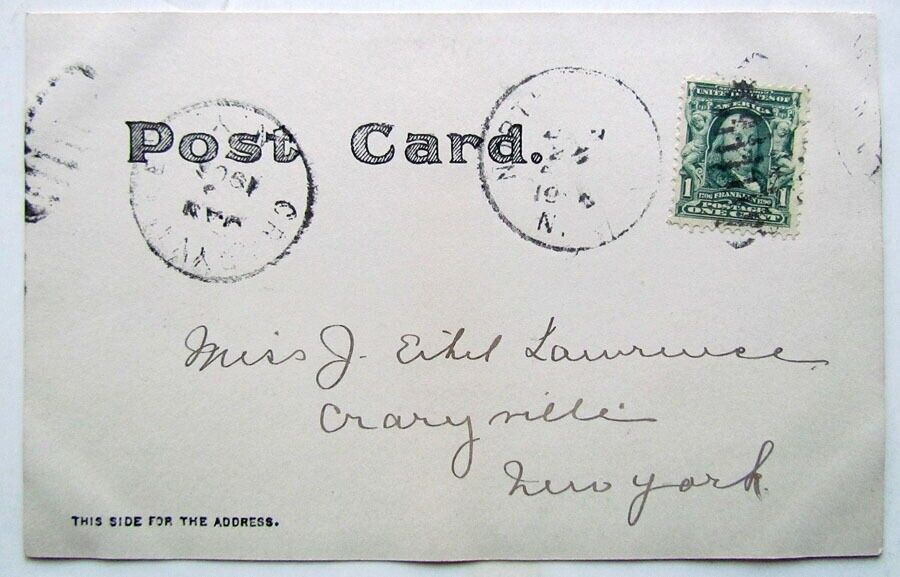 NORTH CHATHAM N.Y ROUTE 203 .RPPC ANTIQUE 1906 REAL PHOTO POSTCARD STREET SCENE