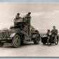 WWII ARMORED CAR & MOTORCYCLE VINTAGE REAL PHOTO POSTCARD RPPC