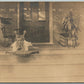 GIRL ON PORCH 1907 ANTIQUE REAL PHOTO POSTCARD RPPC