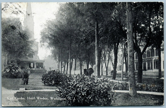 WASHINGTON NJ HOTEL WINDSOR EAST GARDEN 1913 ANTIQUE POSTCARD