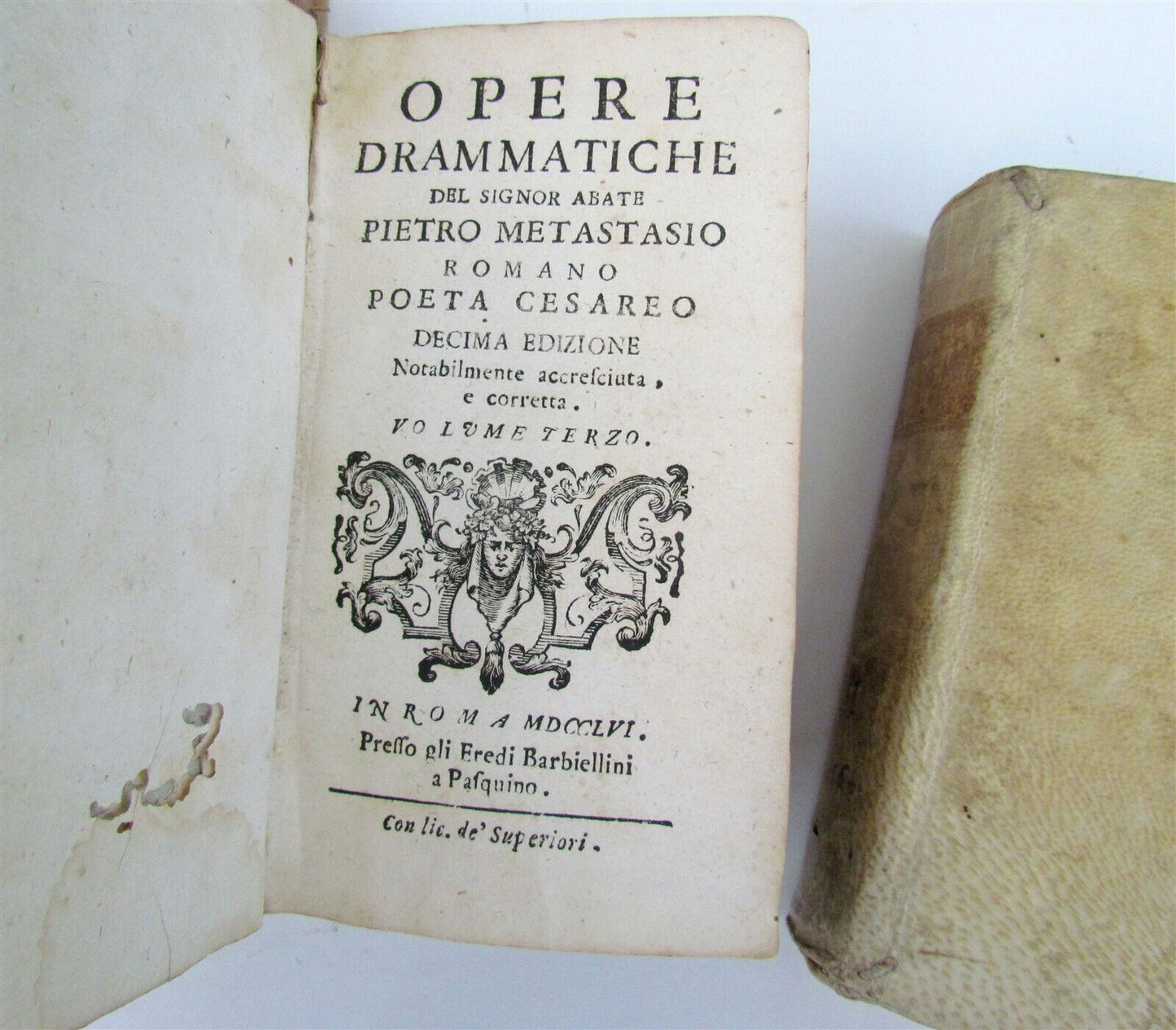 1756 PIETRO METASTASIO 5 VOLUMES antique VELLUM BOUND Opera Theatre in Italian